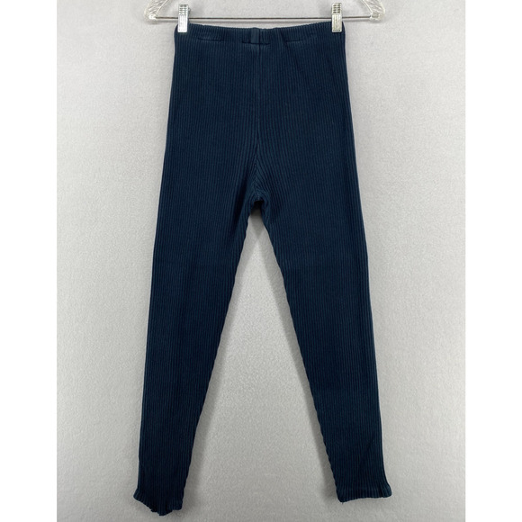 EILEEN FISHER Leggings XS Cotton Sweater Knit Ribbed Pull On Blue VTG USA - Picture 4 of 15